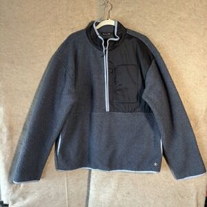 Backcountry Sherpa Fleece Pullover Mens XXL Blue Gray Zip Pockets Hiking Camping